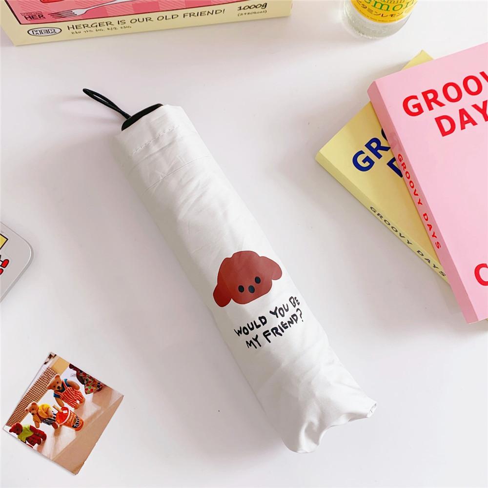 Paraguas de perro oso bonito, paraguas soleado de dibujos animados para mujeres y niños, protector solar plegable portátil ligero, protección UV