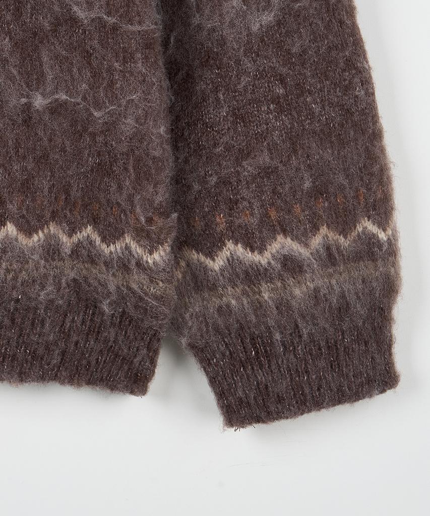 NODU Snow Nordic Snowflake Round Knit [Brown]