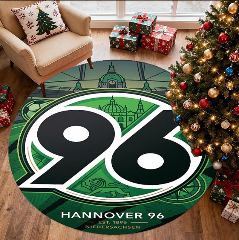 Hannover 96 Fußballmuster Runder Teppich, Innen-/Außenmatte, für Picknick, Spielzimmer, Schlafzimmer, Büro, Wohnzimmer, Heimdeko Teppich, Geburtstagsgeschenk