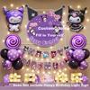 TOMYI Birthday Scene Setup Party Decoration Props Balloons Kids Girls Happy Birthday Kuromi Backdrop Decoration