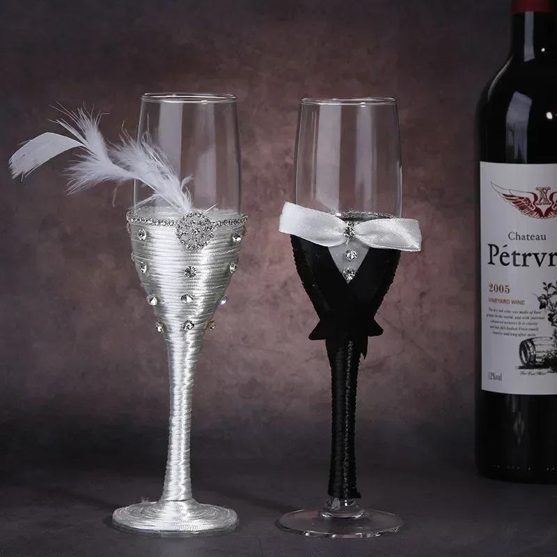 1 Paar Luxus-Rotwein-/Champagnergläser im chinesischen Liebhaberstil, Hochzeitsgeschenk, Weinpaarung für Paare, Hochzeitskelch, Partyzubehör