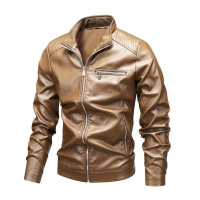 Men's Men's Leather Jacket Men's Youth Stand-up Collar Large Size Men's Locomotive Pu Leather Jacket