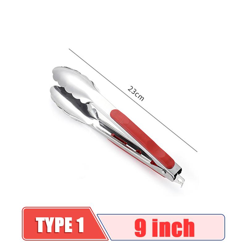 Stainless Steel Anti-slip Food Clip Silicone Bbq Clip Kitchen Utensils Silicone Spatula To Kitchen Party Picnic Kitchen Utensils 9 inch