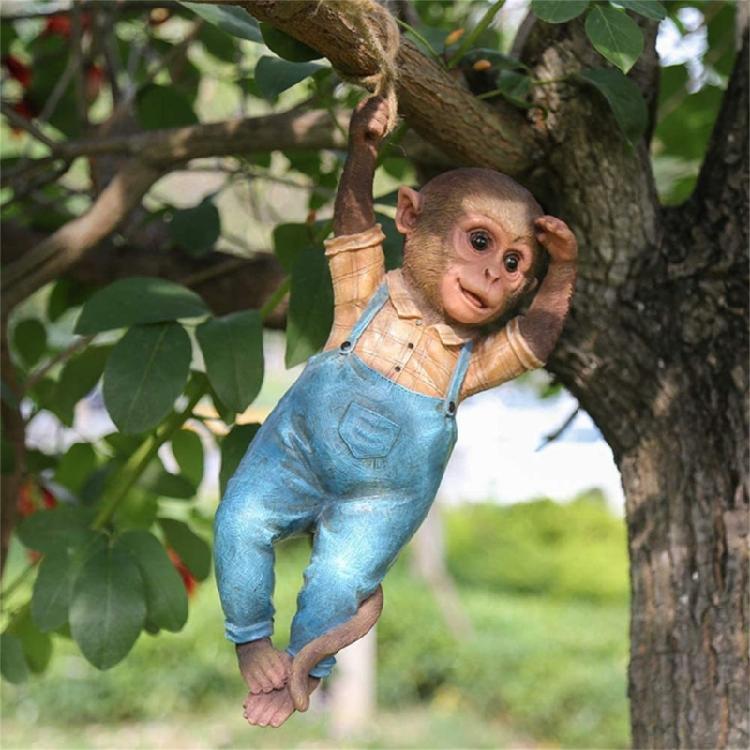 Monkey Hanging Miniature Sculpture Resins Animal Decorative Figurine Ornament For Garden Patios Wall Or Shelf Decors