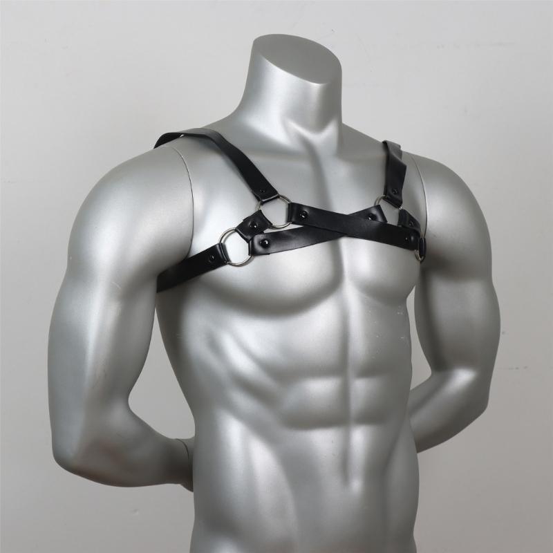 Sexy Punk Chest Harness Belt, Sex Restrain Chest Bandage Adjustable Chest Belt with Buckle Rings for Nightclub Cosplay
