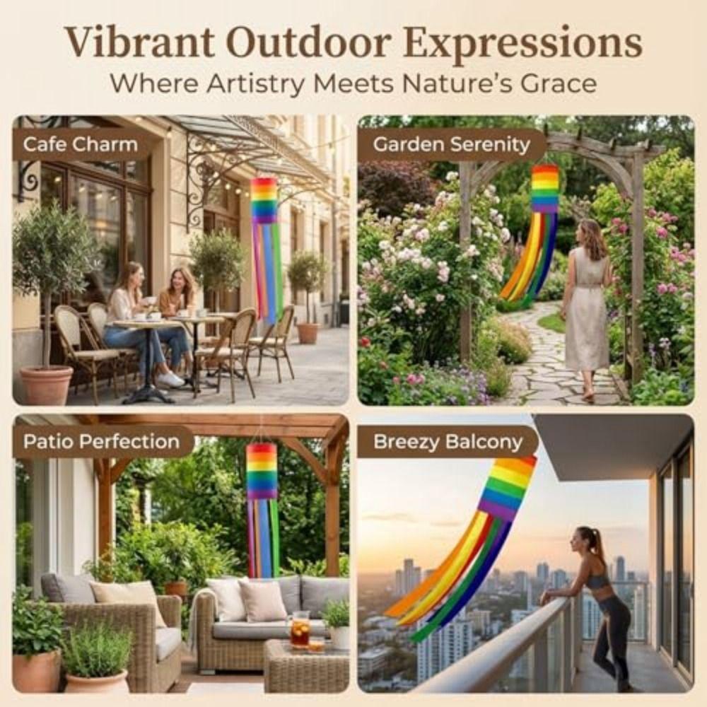 Colorful Rainbow Windsock Flag 100cm Courtyard Screen Printing Flag Party Celebrations Decor