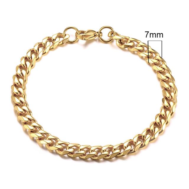 Vnox Mens Simple 3 -11mm Stainless Steel Curb Cuban Link Chain Bracelets For Women Unisex Wrist Jewelry Gifts