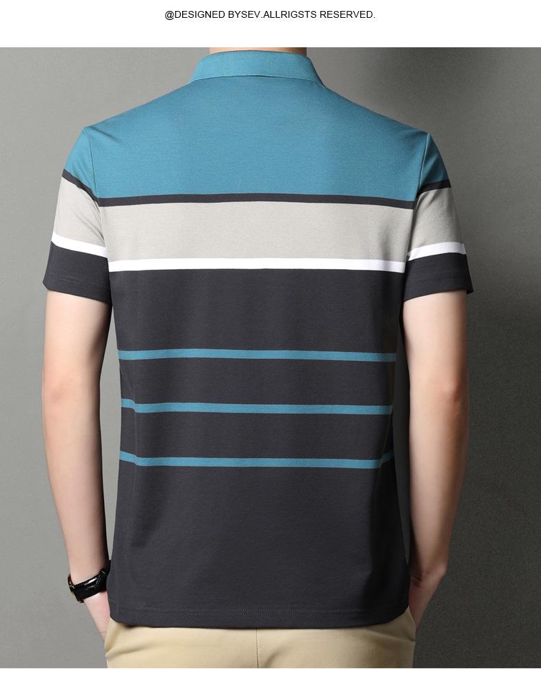 2023 Men's Striped Cotton Polo Shirt with Pony Embroidery