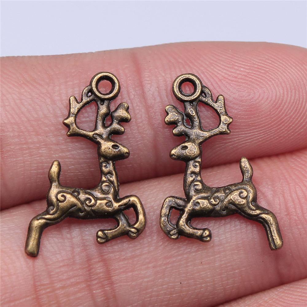 10pcs Charms Christmas Deer Antique Bronze Silver Color Pendants Making DIY Handmade Tibetan Silver Color Jewelry