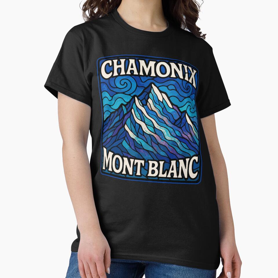 Chamonix Mont Blanc France Stained Glass Art Classic T-Shirt