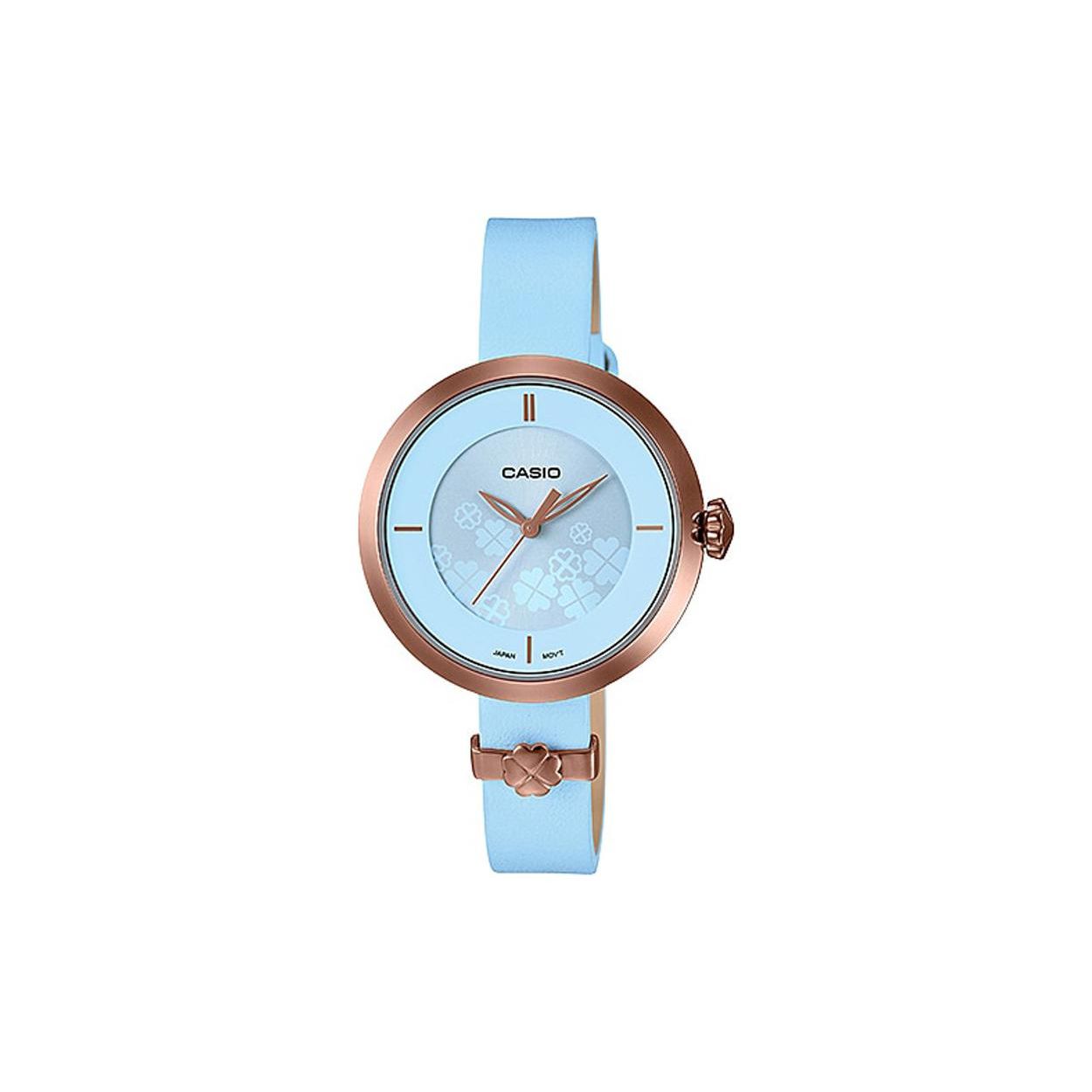 

Casio Pointer Series Life Waterproof Quartz Movement Genuine Leather Strap Womens Watch Blue Dial Women Watches LTP-E154RL-2A Blue Dial