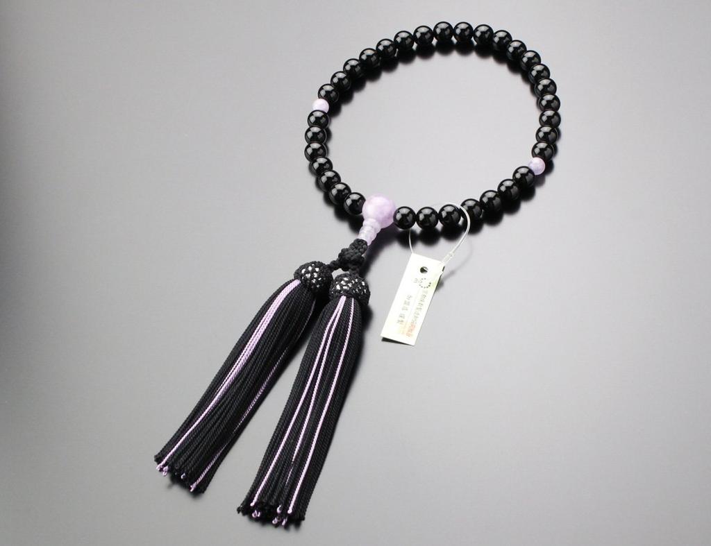 Prayer beads for approximately 8 black wisteria pure silk tassels prayer Kyoto prayer Kyoto memorial memorial natural lavender purple stone bag