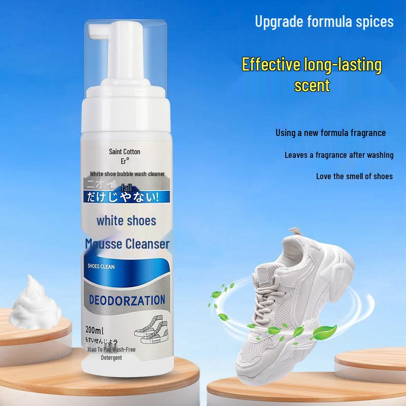 White Sneaker Foam Cleaner - Stain, Yellowing & Scale Removal, No-Rinse Whitening Dry Cleaner
