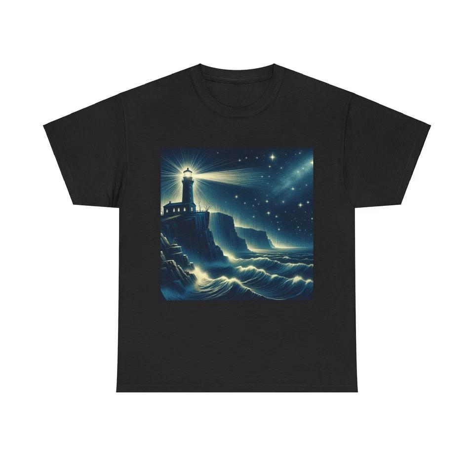 Unisex Adult T Shirt Mysterious Lighthouse Starry Sky Artwork XL