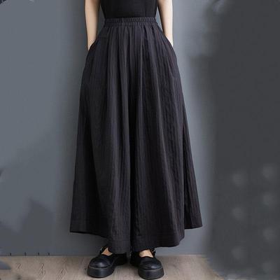 Black Plus Size Vintage High Waist Casual Loose Summer Wide Leg Pants Women Trousers