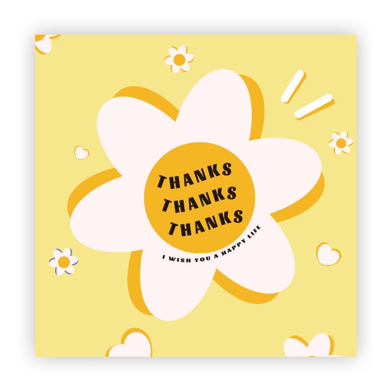Cartoon Thank You Card Square - Handwritten Festival Greeting Card Gift Packaging Decoration