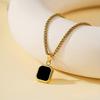 European and American Fashion Chain Black Color Square Pendant Necklace, Women's Personalized Trendy Holiday Party Zircon Gift