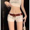 Internet Celebrity Wear the Same Hot Pants Female Hot Girl Y2g Vintage Club Low Waist Hip-Wrapped Rivet Denim Super Short Shorts