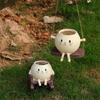 Creative Rocking Feline Planter Resin Swing Chair Design Decorative Flower Pot Fit for Modern Garden Weather Resistant