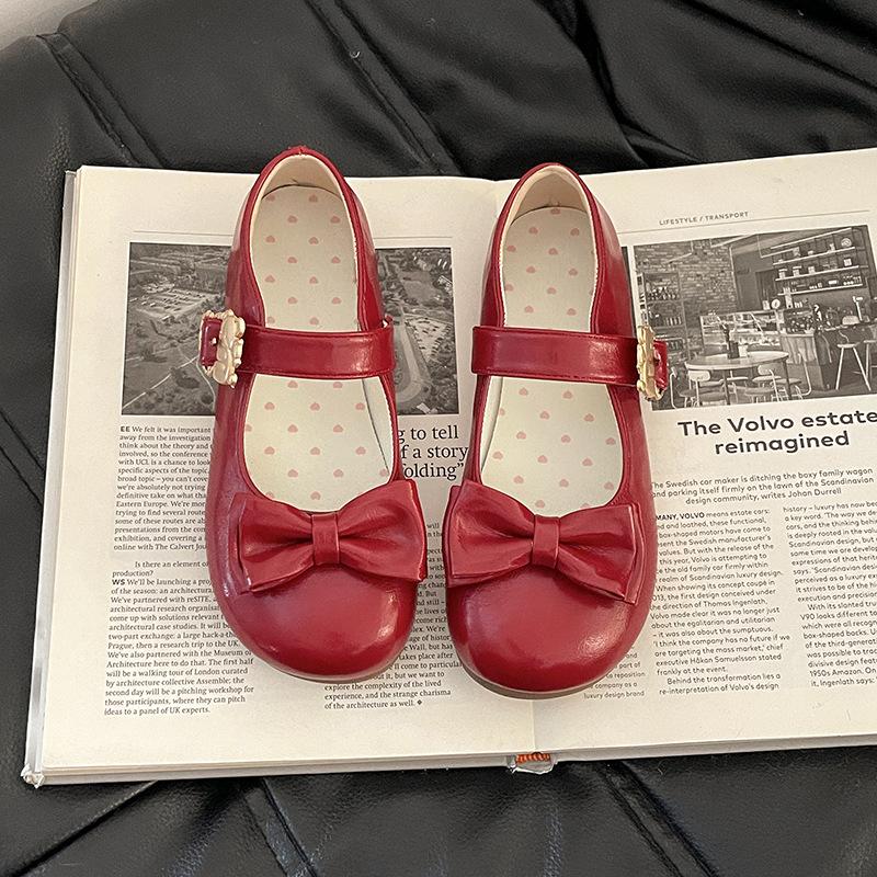 Fashion slope heel small leather shoes round head bag head single shoes women's summer French skirt fairy style versatile Mary Jane shoes tide