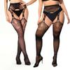 Oversized Women Hollow Black Fishnet Pantyhose Plus Size Knee Thigh High Sheer Sexy Lace Stockings Lingerie Socks Tights 5Xxxxxl