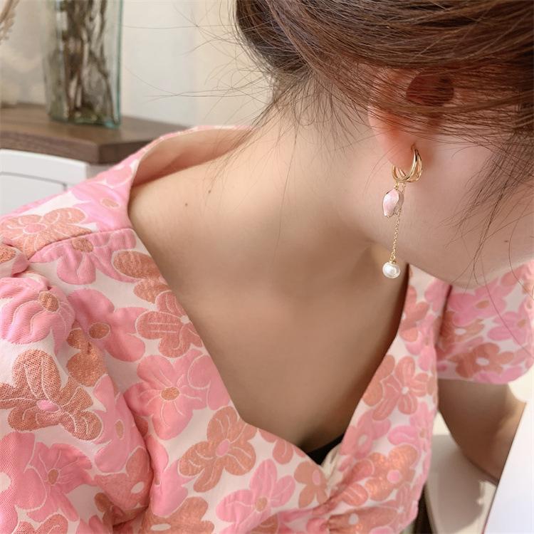 Korean Tulip Pearl Earrings - Trendy 2026 High-End Lightweight Luxury Dangles for Women