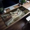 Gaming Mouse PadLarge Desk MatAntislip Rubber Base Stitched Edges Funny Cat Watermelon Art Print Extended Office Gamer Mat