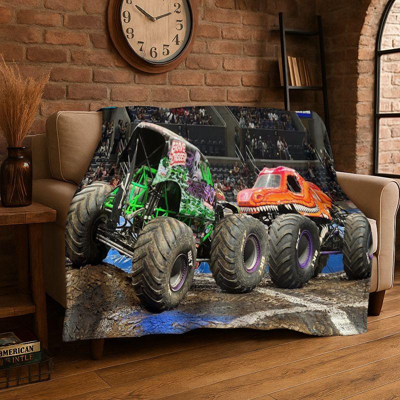 Cartoon Monster Truck Monster Jam Soft Flannel Throw Blanket,Warm Cozy Blanket for Bed,Couch,Sofa,Bedroom,Living Room,Travel