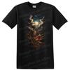 Skeleton Sitting W/ Bird Moonlit Night Art T Shirt Vintage Graphic Tee