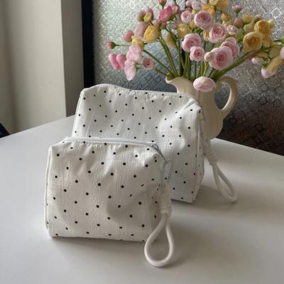 Fashion Dot Women Quilting Makeup Bag Large Capacity Toiletry Cosmetic Storage Pouch Handbag Ladies Zipper Makeup Bag
