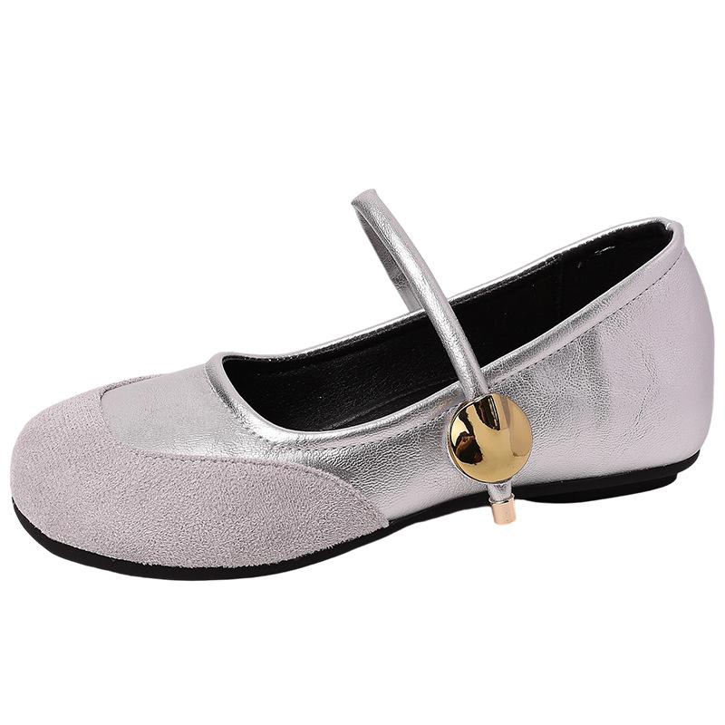 Fashion one-word buckle with flat Mary Jane shoes, women's summer retro versatile temperament increases casual flat shoes