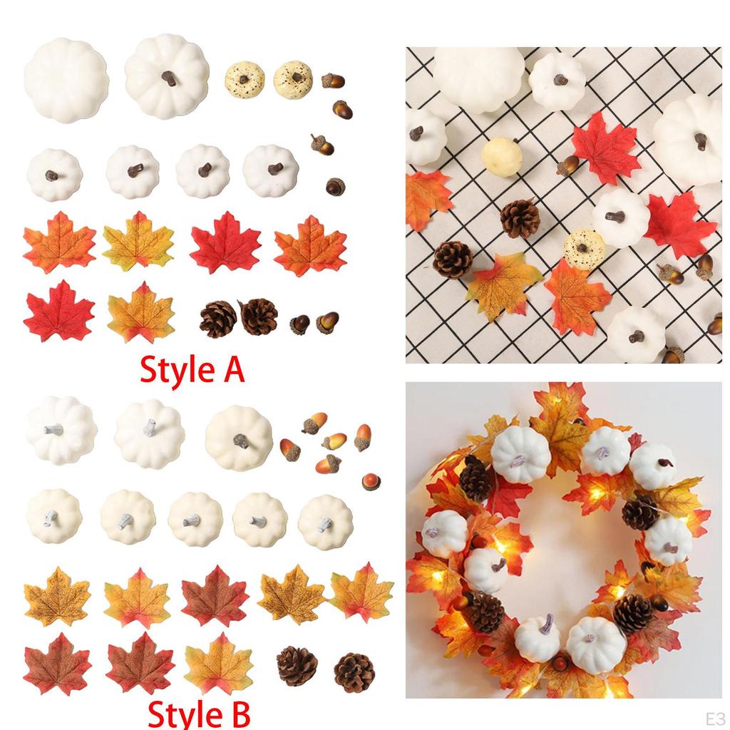 Pumpkins Maple Decoration Artificial Set for
