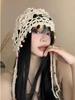 Fashion Handwoven Hollow Baotou Hat Women'S Crochet Ethnic Style Tassel Ear Protector Strap Sleeve Knitted Hat