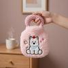Plush Cartoon Hand Warmers Dog Embroidery Hot Water Bag Portable Water-filling Bottle  Female
