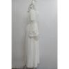Women's White Chiffon Lace Jacquard Off-Shoulder Evening Gown - Elegant Long Dress for Wedding & Formal Events