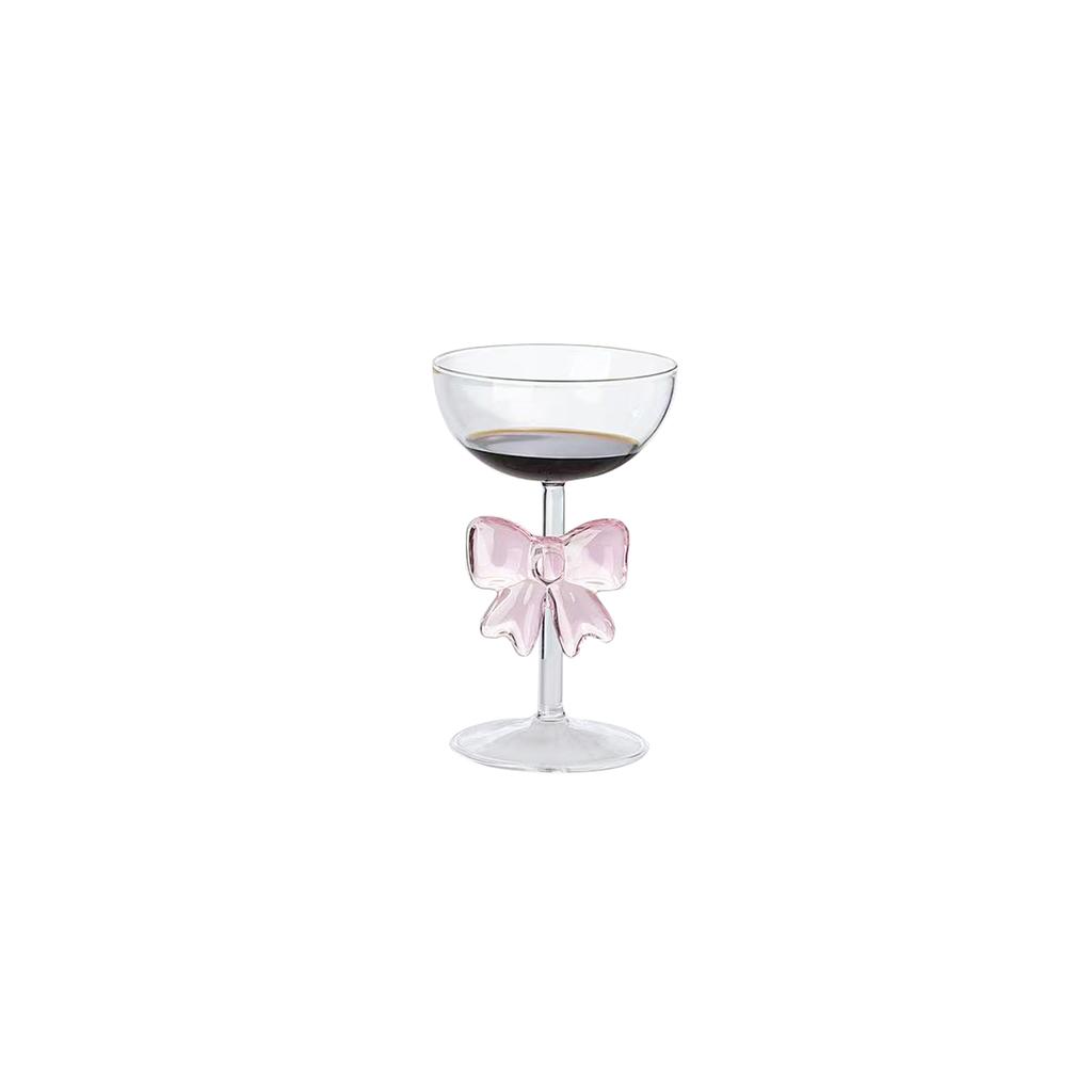 1-pack Creative Pink Bow Champagne Tall Wine Glass Sparkling Wine Glass Suitable for Family Dining Table Outdoor Party Festival