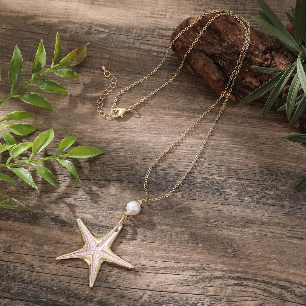 Enamel geometric starfish necklace, women's simple high-end irregular flower necklace