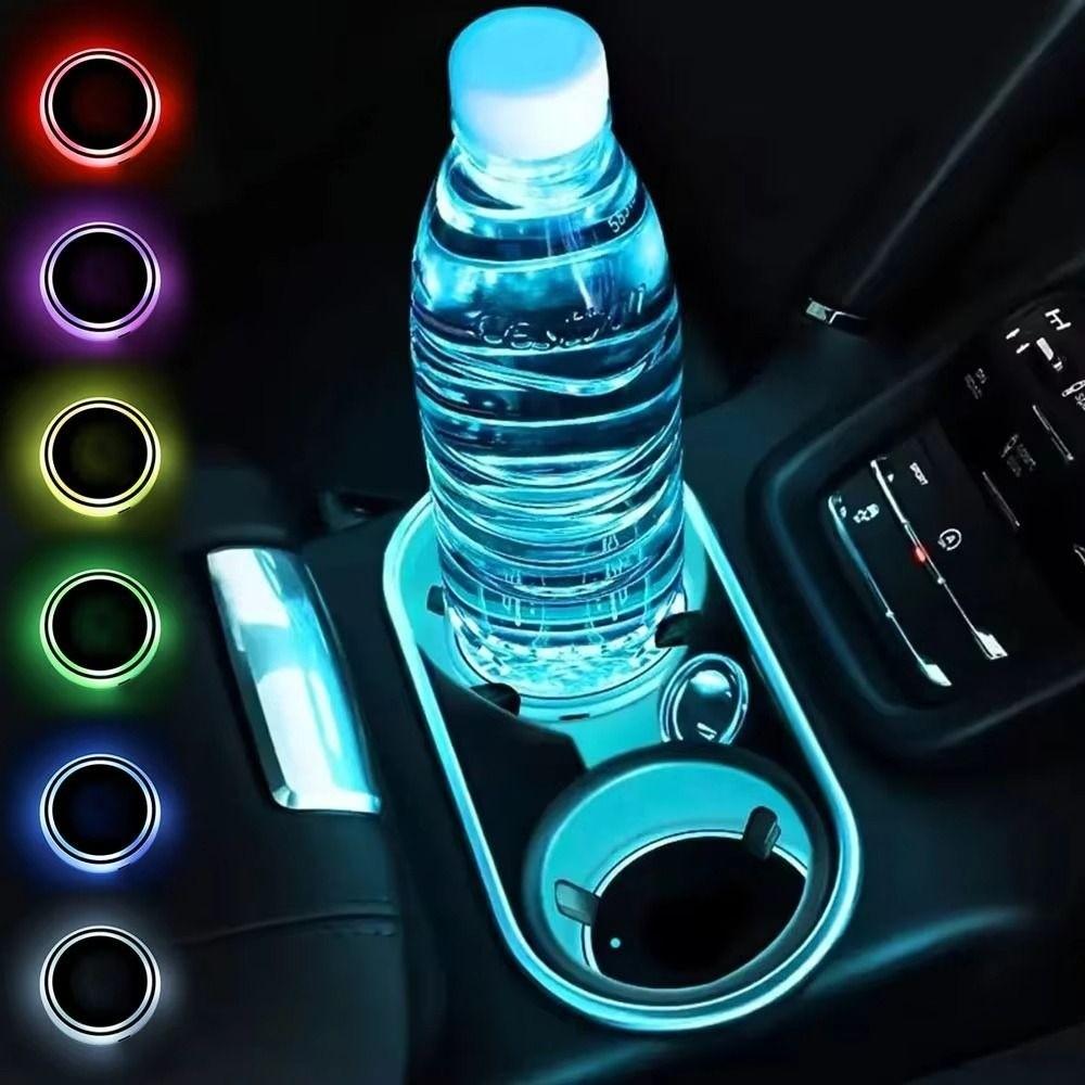 Anti Slip Colorful Cup Holder USB Charging Smart Glow Coaster  Interior Accessories