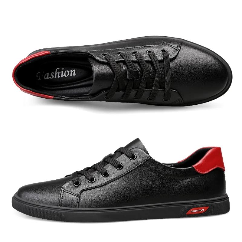 Høy Kvalitet Ekte Skinn Herresko Luksus Sneakers Menn Mannlige Flats Mote Merke Design Fottøy Fritidssko for Menn