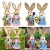 1 Pair Straw Woven Bunny Figurine Easter Sculpture Easter Theme Party Supplies Desktop Garden Party Favors Doll Ornament