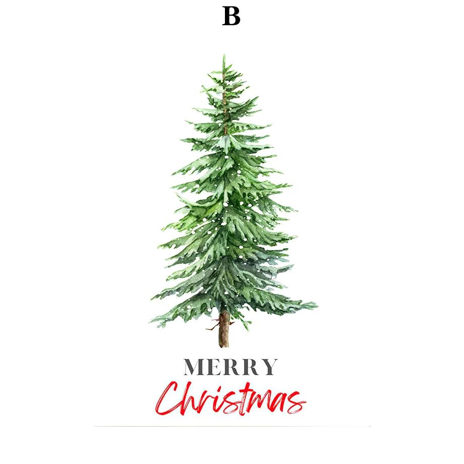 Retro Reindeer Sleigh Christmas Tree Canvas Print Christmas Socks Christmas Wall Art Poster for Modern Nordic Home Decor Gifts