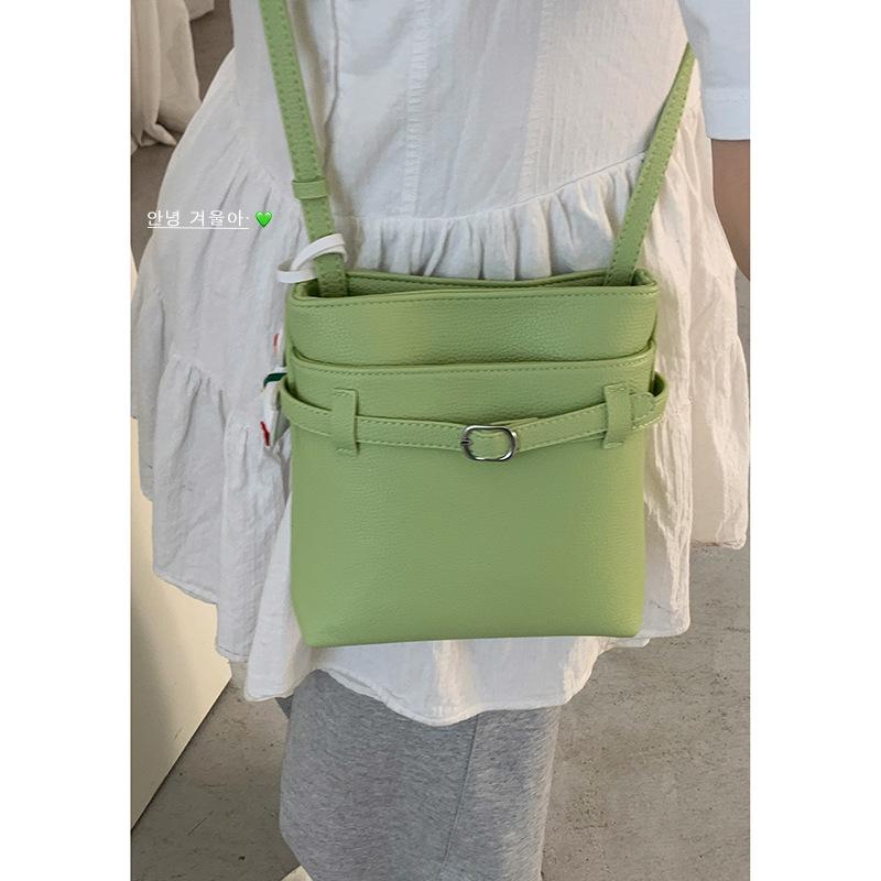 Summer fashion small bag women 2025 new fashion bucket bag lychee pattern shoulder bag crossbody mobile phone bag