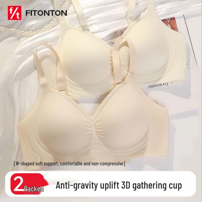 FitonTon Women s 2-Pack Seamless Wireless Push-Up Bra XL (120-140 lbs)
