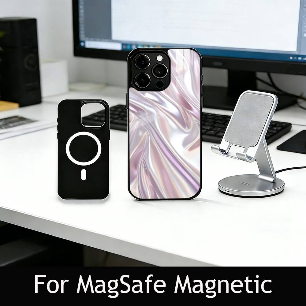 Metallic Pattern Phone Case For iPhone17,16,15,14,13,12,11 Plus,Pro Magnetic with Magsafe Wireless Charging