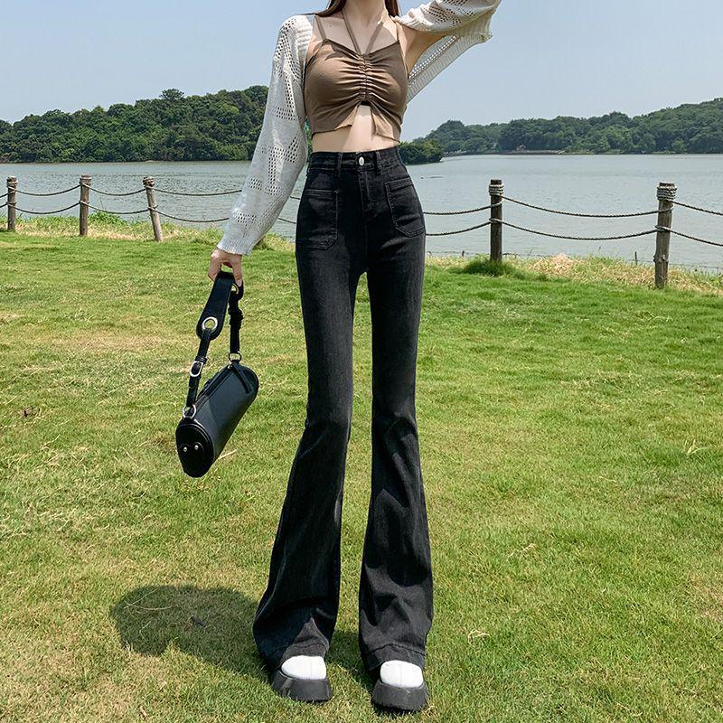 

Американские ретро-джинсы с высокой талией из бархата и клеша для миниатюрных женщин - новинка осень/зима M