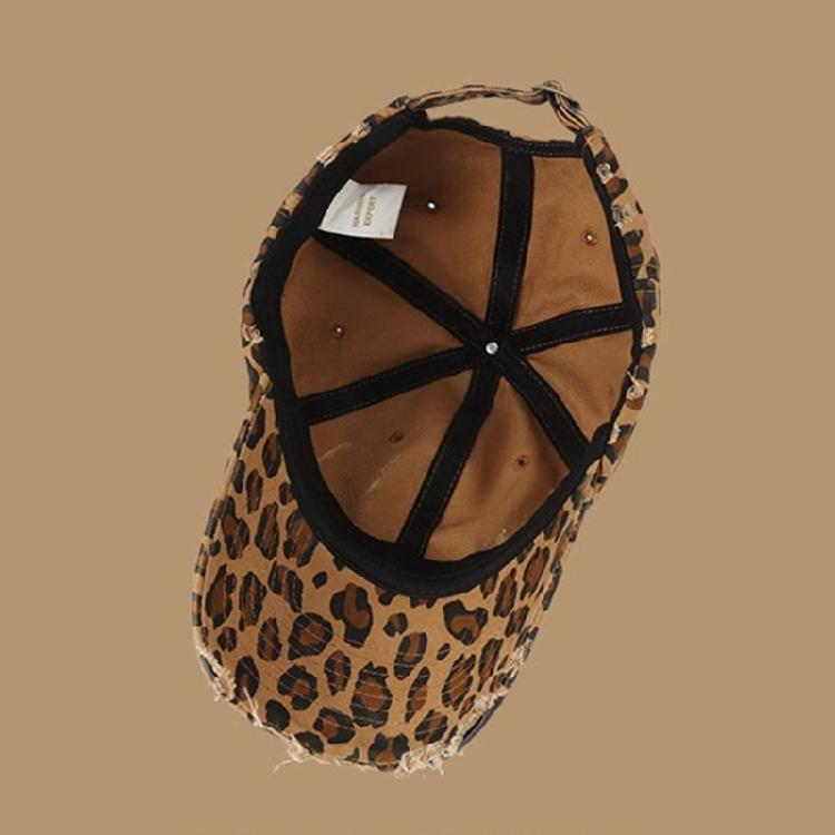 Cool Distressed Leopard Print Baseball Hat For Female and Teens Eye Catching Sun Hat For Streetwear Outdoor Actvitiy