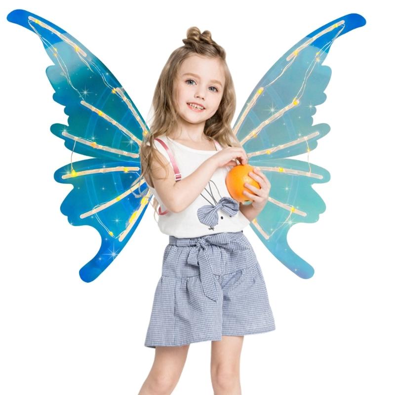 Moving Butterfly Wing with LED Lights Costume Accessory for Birthday Halloween Ornament Handmade Cosplay Accessories