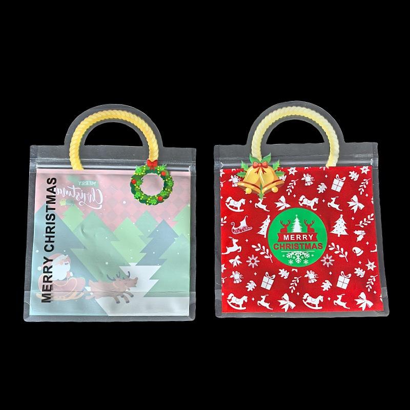 10pcs Christmas Thickened Transparent Snack Candy Cookie Chocolate Sealing Bag DIY Baking Children'S Handmade Gift