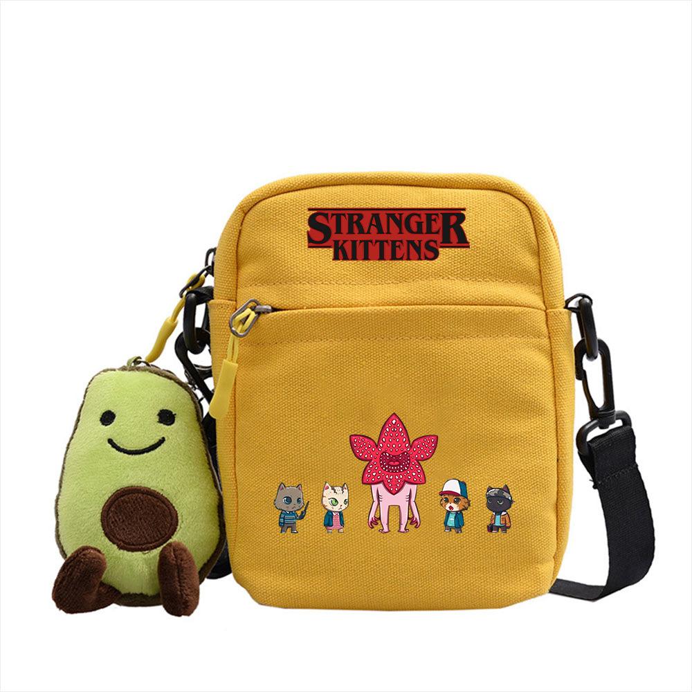 Stranger Things Canvas atmungsaktive kleine quadratische Tasche mit diagonalem Muster