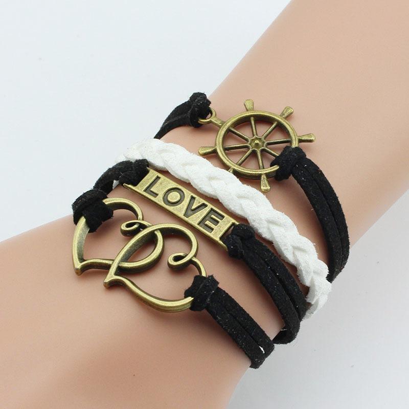 

Модный орнамент ручной работы, горячая распродажа, браслет Doppel Herz Big Eight, оптовая поставка, в наличии, многослойный плетеный браслет